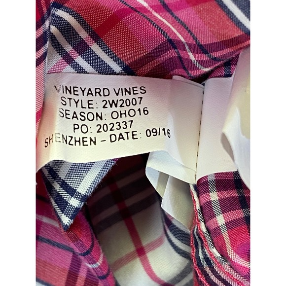 Vineyard Vines Plaid Popover Shirt Women's 2 Pink Preppy Cotton Classic - Picture 6 of 7